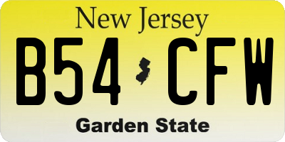 NJ license plate B54CFW