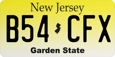 NJ license plate B54CFX