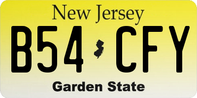 NJ license plate B54CFY