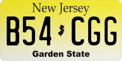 NJ license plate B54CGG