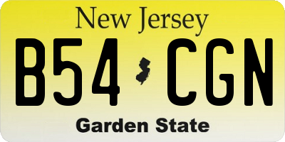 NJ license plate B54CGN