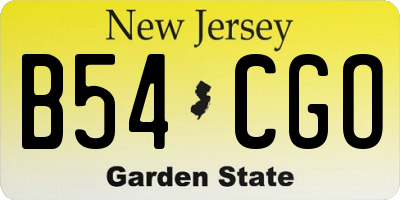 NJ license plate B54CGO