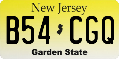 NJ license plate B54CGQ