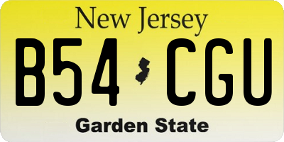 NJ license plate B54CGU