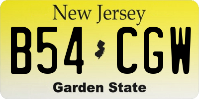 NJ license plate B54CGW