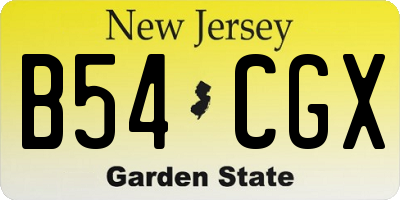 NJ license plate B54CGX
