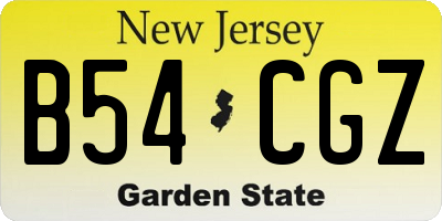 NJ license plate B54CGZ