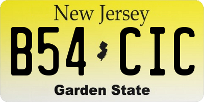 NJ license plate B54CIC