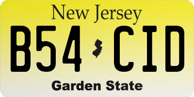 NJ license plate B54CID