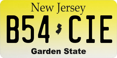 NJ license plate B54CIE