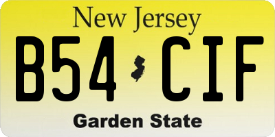 NJ license plate B54CIF