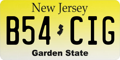 NJ license plate B54CIG