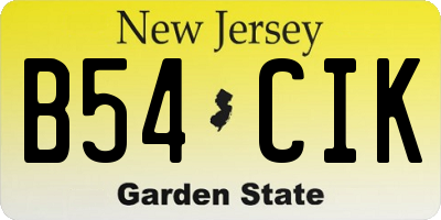 NJ license plate B54CIK