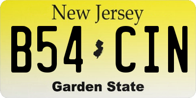 NJ license plate B54CIN