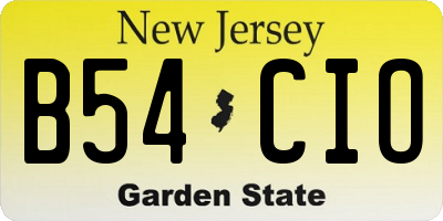 NJ license plate B54CIO