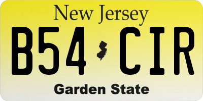 NJ license plate B54CIR