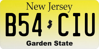 NJ license plate B54CIU