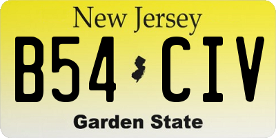 NJ license plate B54CIV