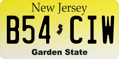 NJ license plate B54CIW