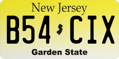 NJ license plate B54CIX