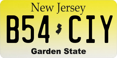 NJ license plate B54CIY