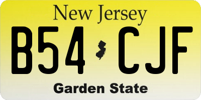 NJ license plate B54CJF