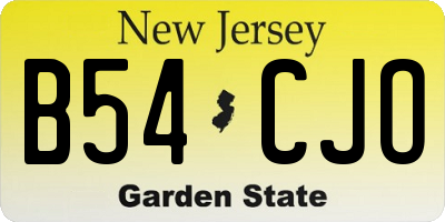 NJ license plate B54CJO