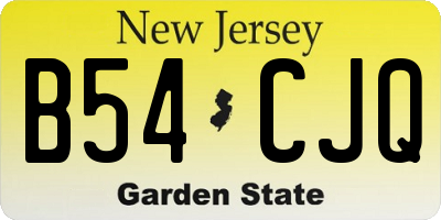 NJ license plate B54CJQ