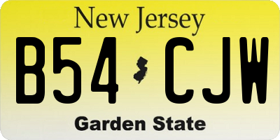 NJ license plate B54CJW