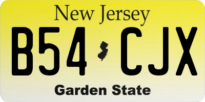 NJ license plate B54CJX
