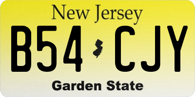 NJ license plate B54CJY
