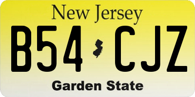 NJ license plate B54CJZ