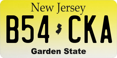 NJ license plate B54CKA