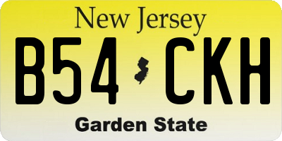 NJ license plate B54CKH