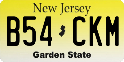 NJ license plate B54CKM