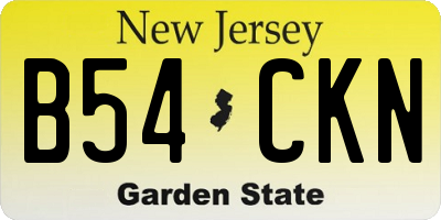 NJ license plate B54CKN