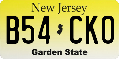 NJ license plate B54CKO