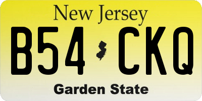 NJ license plate B54CKQ