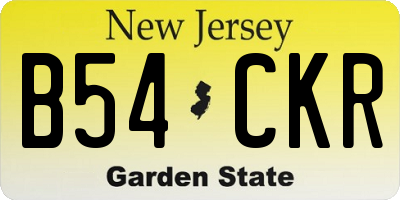 NJ license plate B54CKR