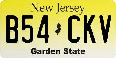 NJ license plate B54CKV