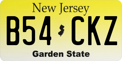 NJ license plate B54CKZ