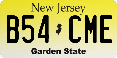 NJ license plate B54CME
