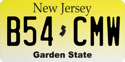 NJ license plate B54CMW