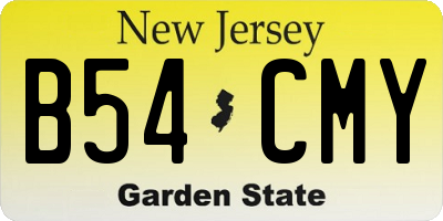 NJ license plate B54CMY