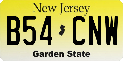 NJ license plate B54CNW