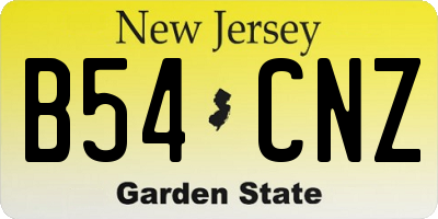 NJ license plate B54CNZ