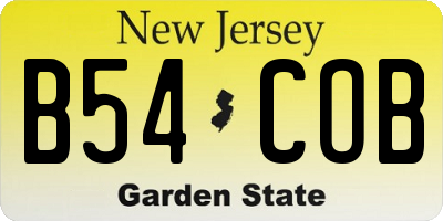 NJ license plate B54COB