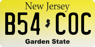 NJ license plate B54COC