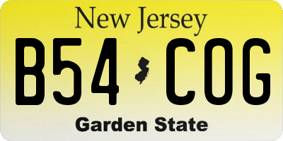 NJ license plate B54COG