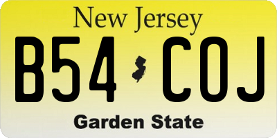 NJ license plate B54COJ